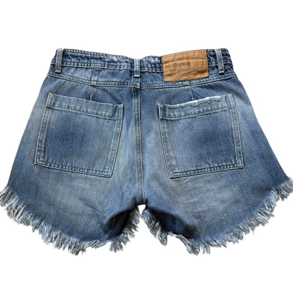 OneTeaspoon Bandit Denim Shorts Size 26 Distressed Frayed Hem High/Low high Rise - Picture 5 of 5